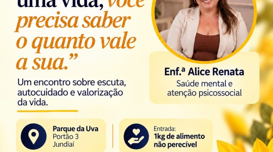 Jundiaí terá palestra gratuita sobre sinais de sofrimento mental